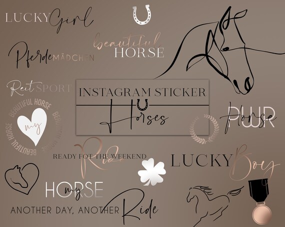 Instagram Story Sticker Horses Pferde Reiten Reitsport | 70+ Clipart Pferd rosegold