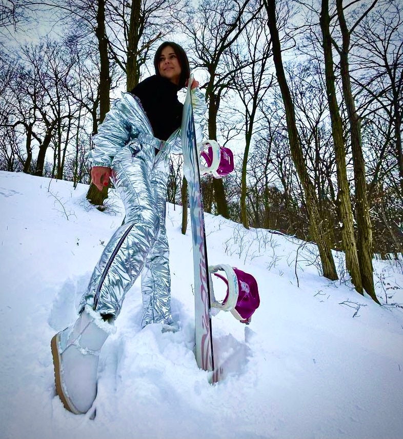 Nuova tuta da sci monopezzo oro argento lucido donna tuta da sci invernale  antivento tuta da