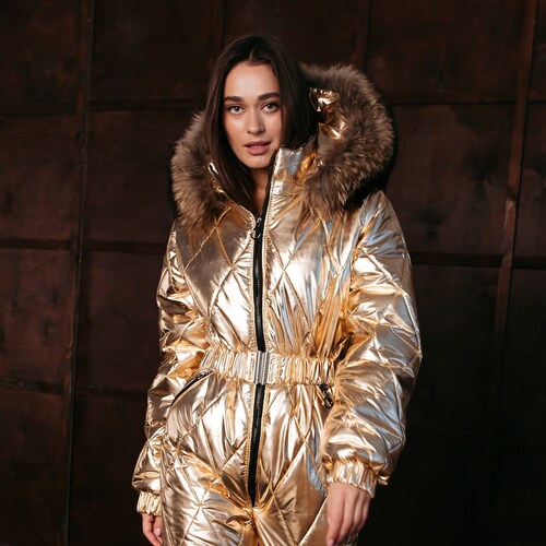 Custom Women Ski Jumpsuit Gold Ski 