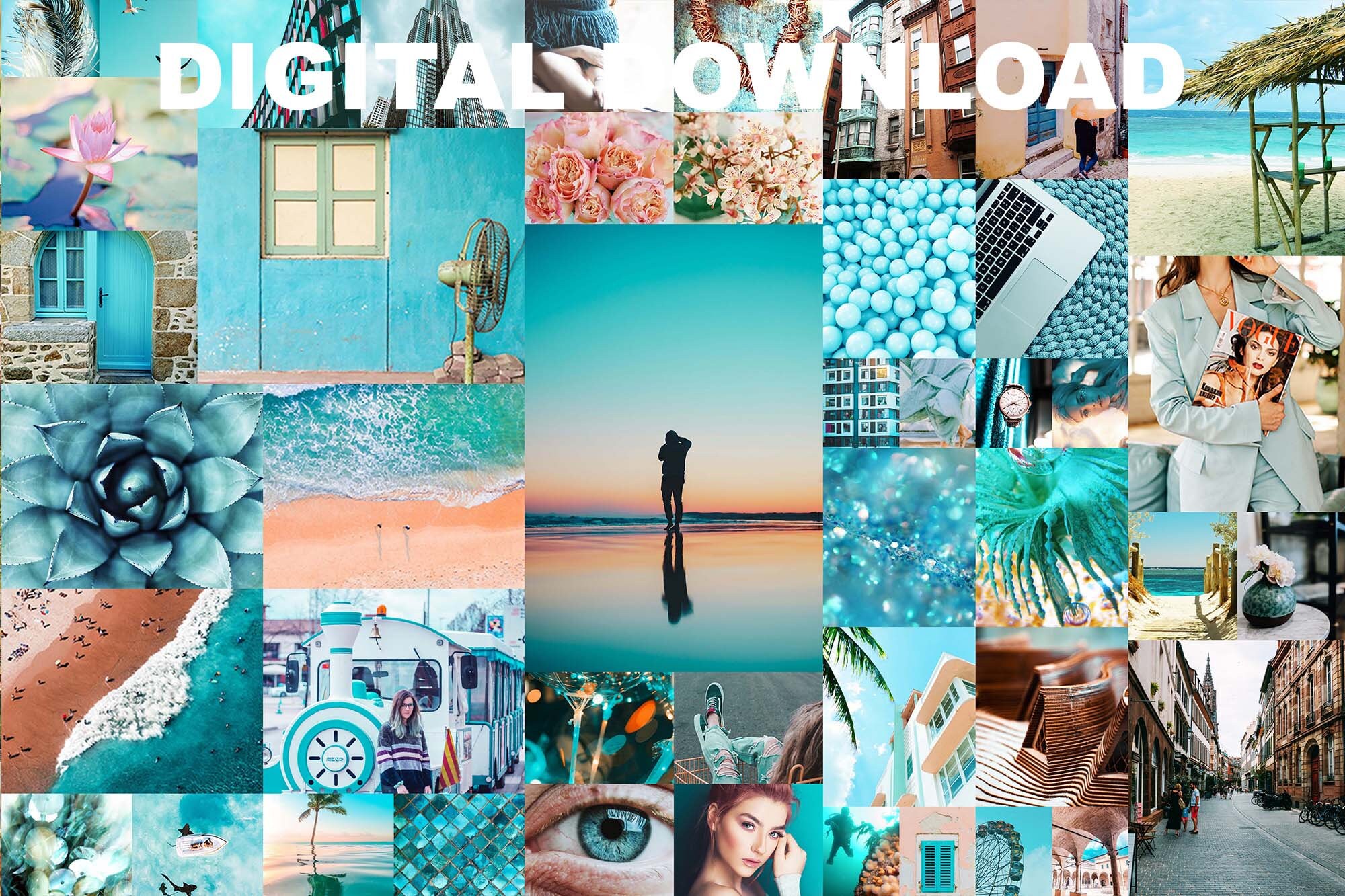 Teal photo wall collage kit DIGITAL 45 pcs teal and peach Etsy