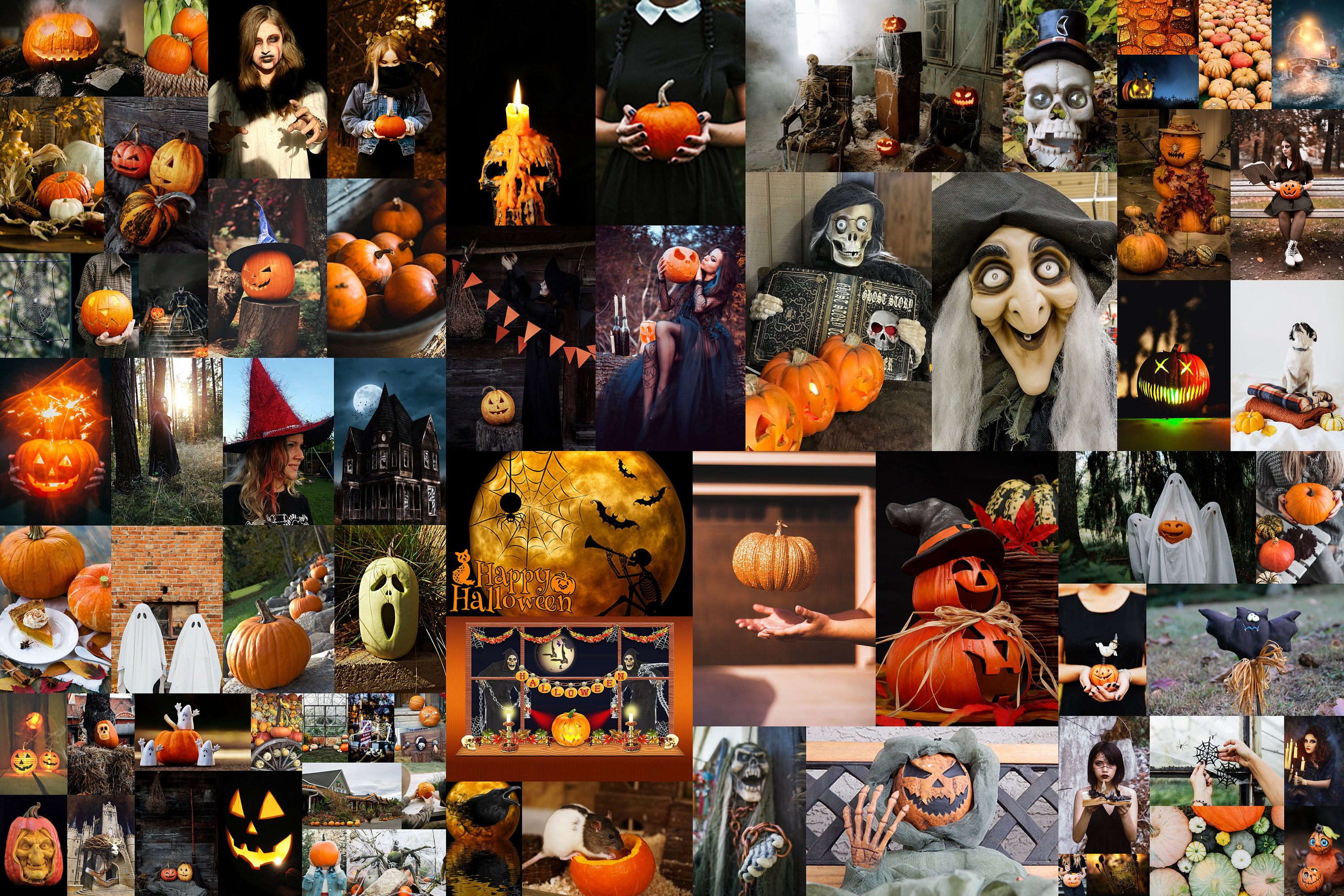 Aesthetic Halloween Collage Desktop Wallpaper