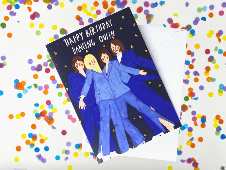 ABBA Birthday Card // Dancing Queen Card Mama Mia ABBA Etsy