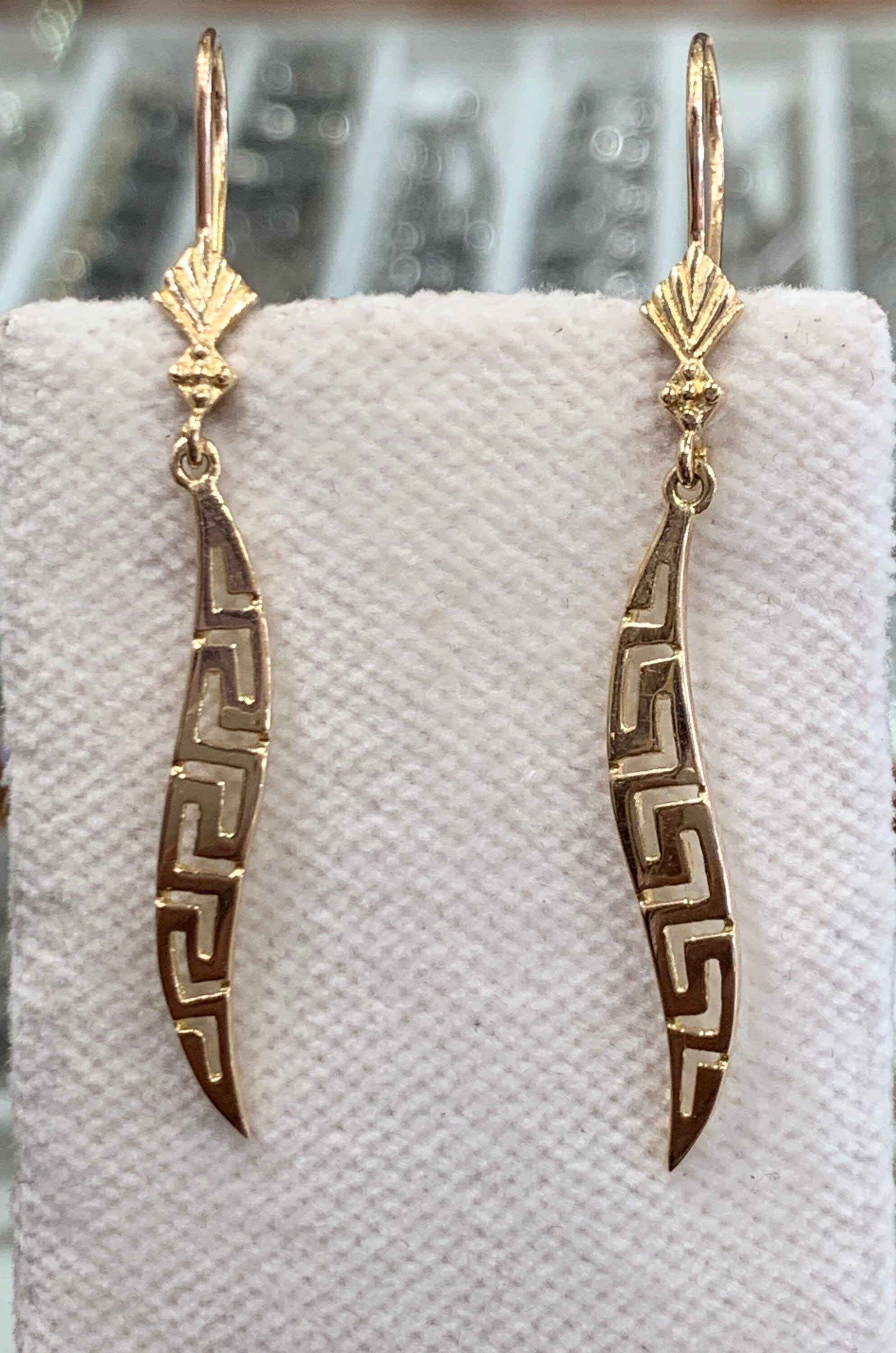Dangle greek design earrings in 14 karats gold Etsy