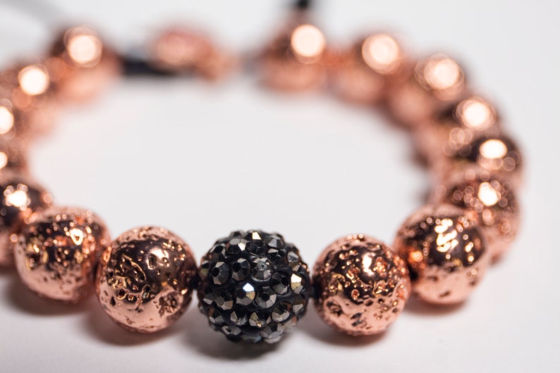 Volcanic Lava Rose Gold Bracelet,Onyx Beads,Sea Turtle Bead Multi Colored,Black Crystal Bead
