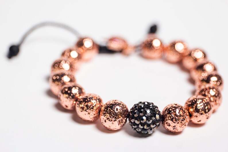 Volcanic Lava Rose Gold Bracelet,Onyx Beads,Sea Turtle Bead Multi Colored,Black Crystal Bead
