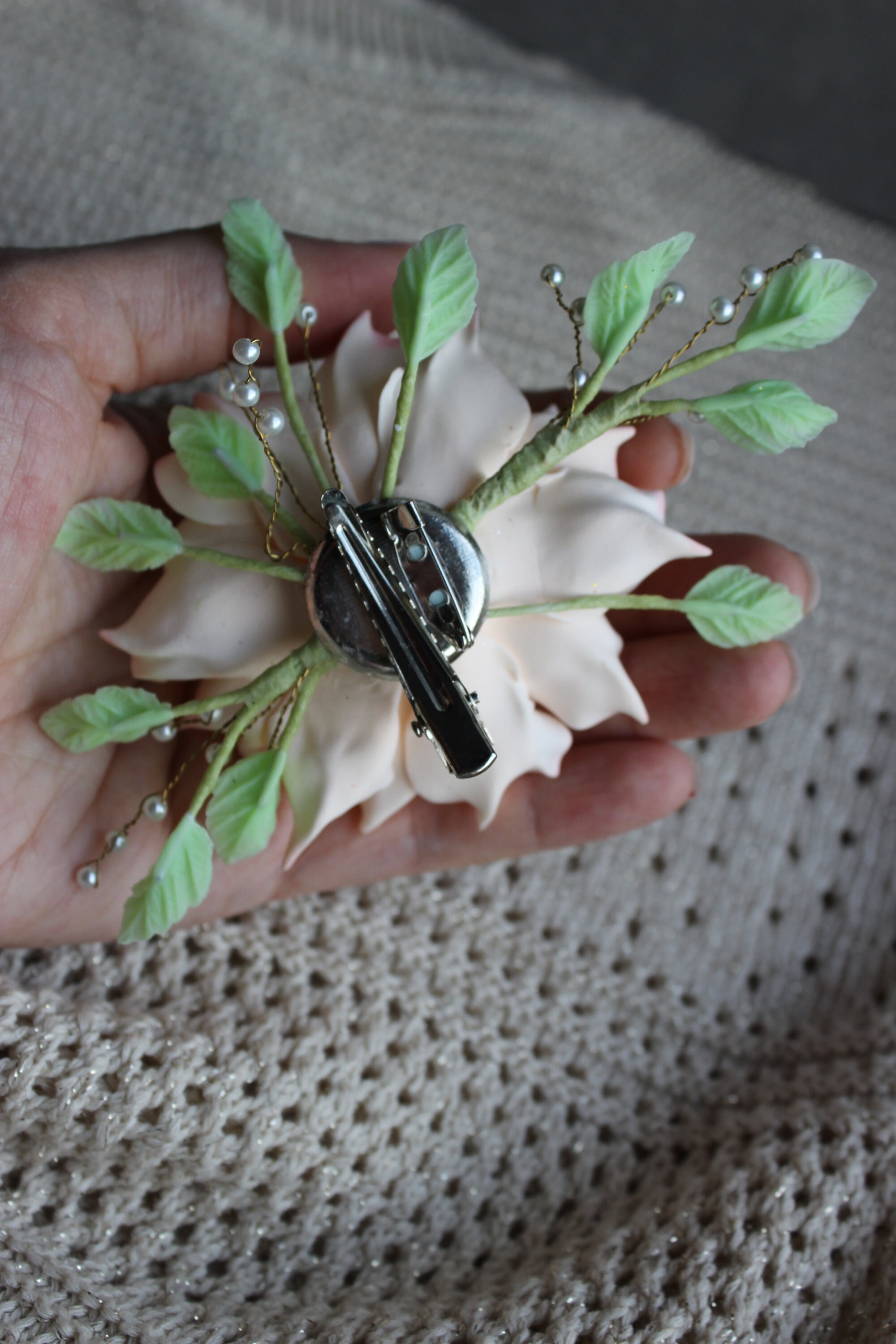 Flower brooch hairpin decoration with flowers Gift for Etsy