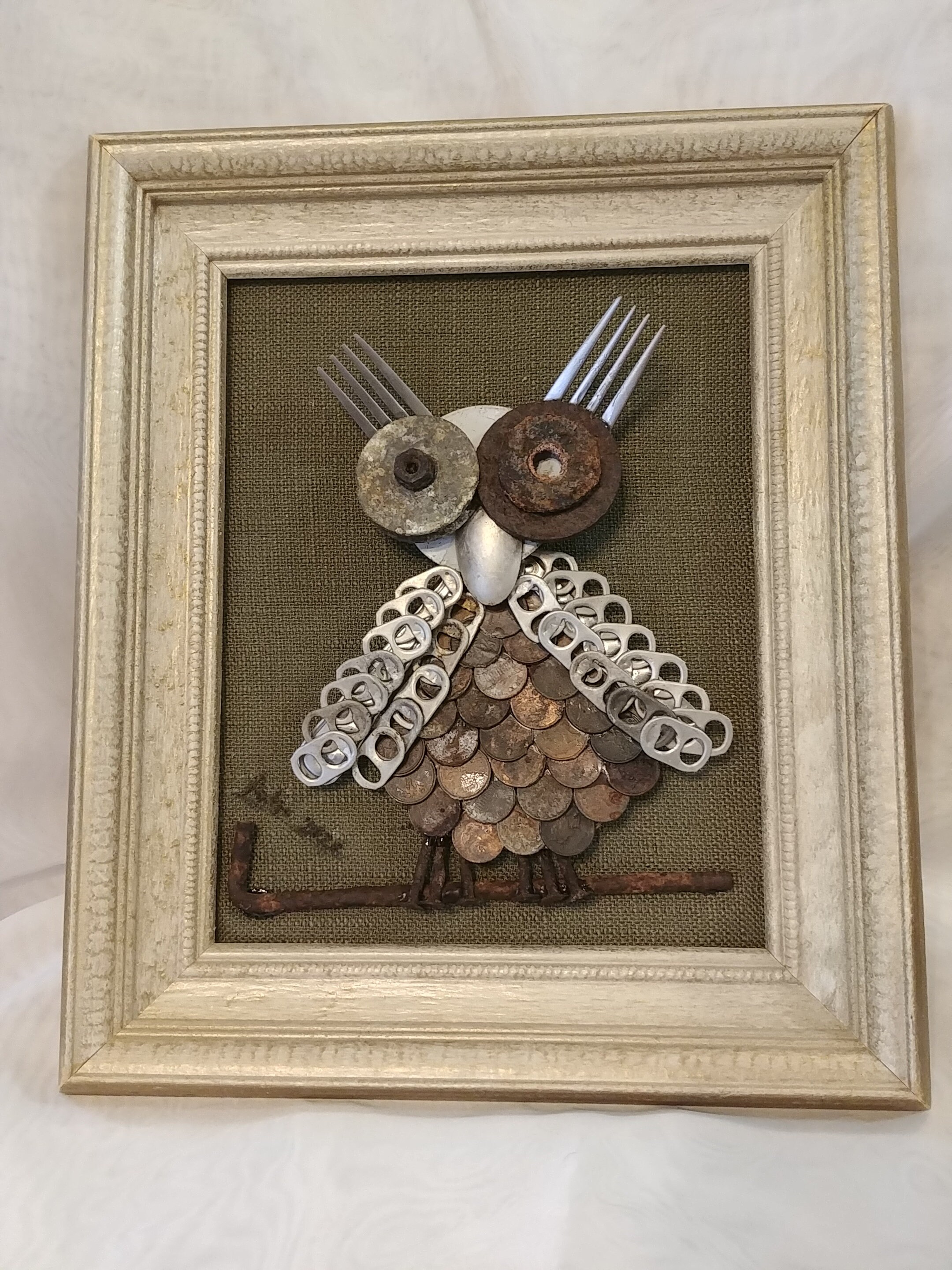 Found-metal Mixed-media Sculpture Owl
