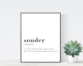 Sonder Definition - Sonder Art Print - Definition Art Print - Digital Wall Art - Library Decorations - Gift for Bookworm - Book Lover Poster