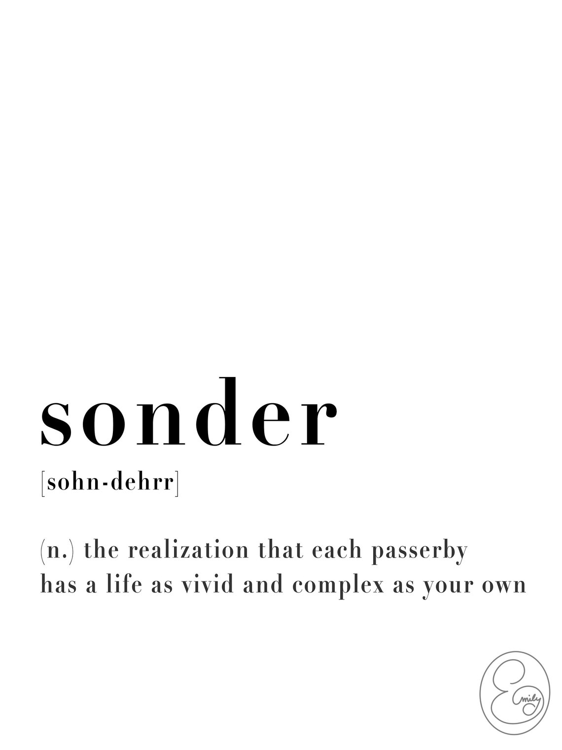 Sonder Definition - Sonder Art Print - Definition Art Print - Digital