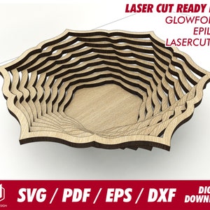 fruit basket, bowl, storage wood, with easy instruction  - Svg / Pdf / Eps / Dxf Laser Cut File / Glowforge - Instant download