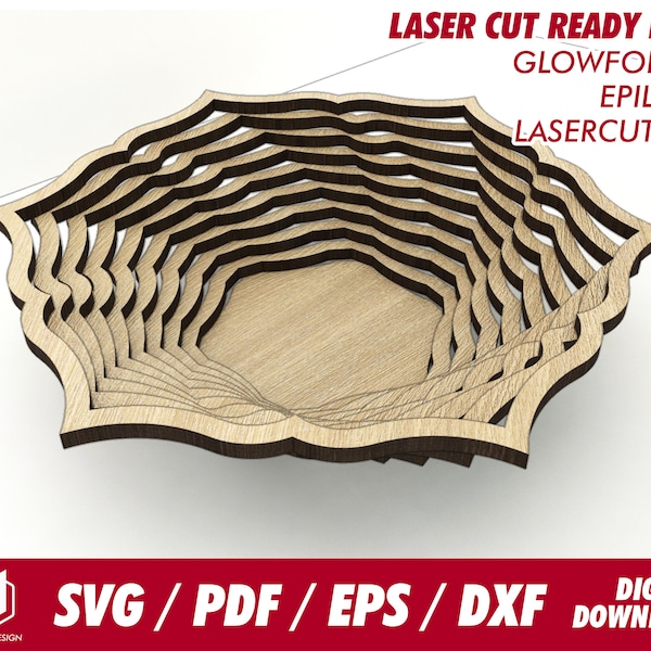 fruit basket, bowl, storage wood, with easy instruction  - Svg / Pdf / Eps / Dxf Laser Cut File / Glowforge - Instant download