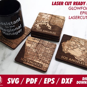 Montaña rusa de madera de la ciudad de Los Ángeles, montaña rusa de rompecabezas de 6 unidades - Svg / Pdf / Eps / Dxf Laser Cut File / Glowforge - Descarga instantánea