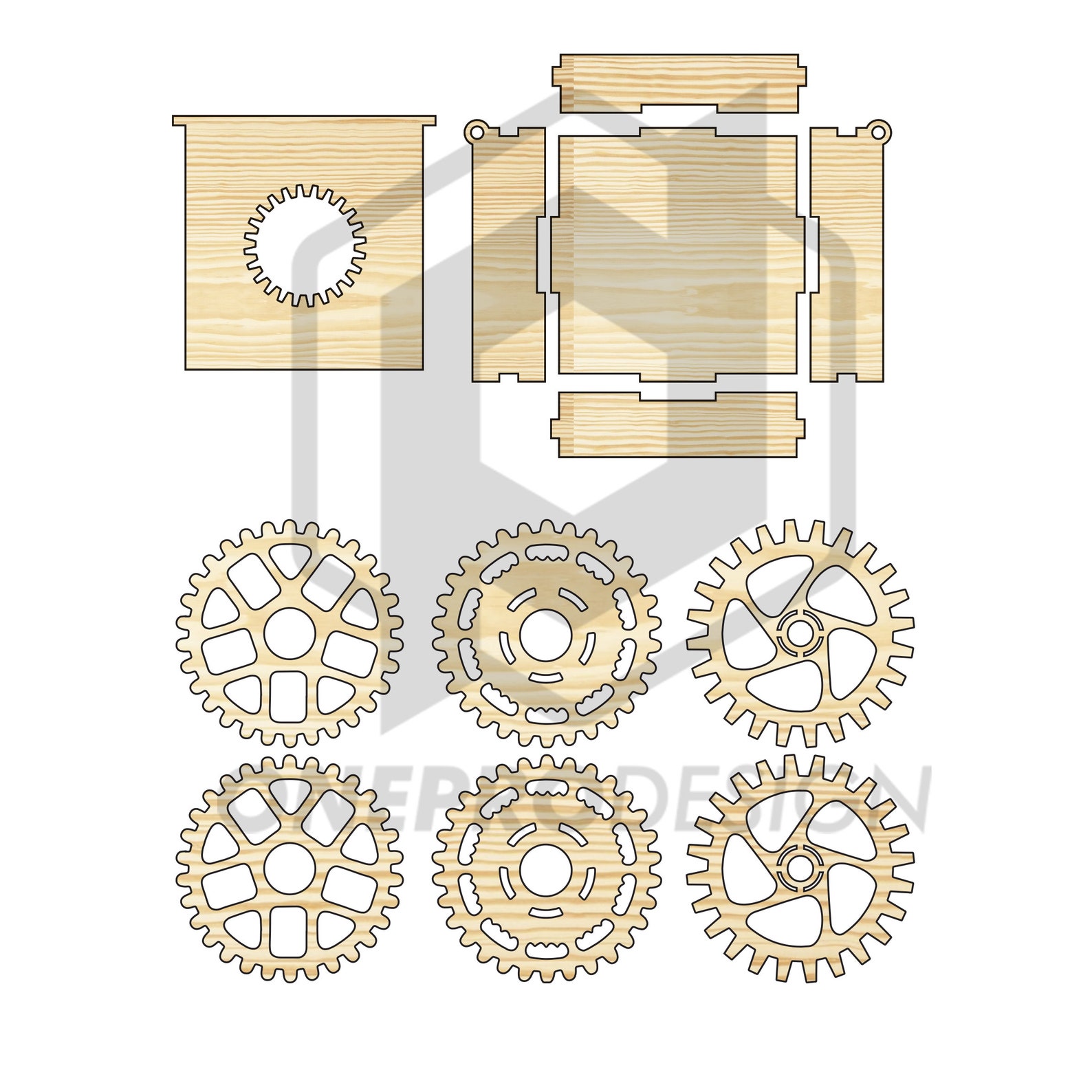 Gear coaster with box 3 designs Svg / Pdf / Eps / Dxf Laser Etsy