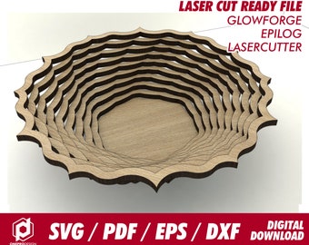 fruit basket, bowl, wood design 5, with easy instruction  - Svg / Pdf / Eps / Dxf Laser Cut File / Glowforge - Instant download