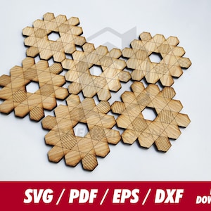 Porta-copos hexagonal com caixa - Arquivo cortado a laser Svg / Pdf / Eps / Dxf - Download instantâneo