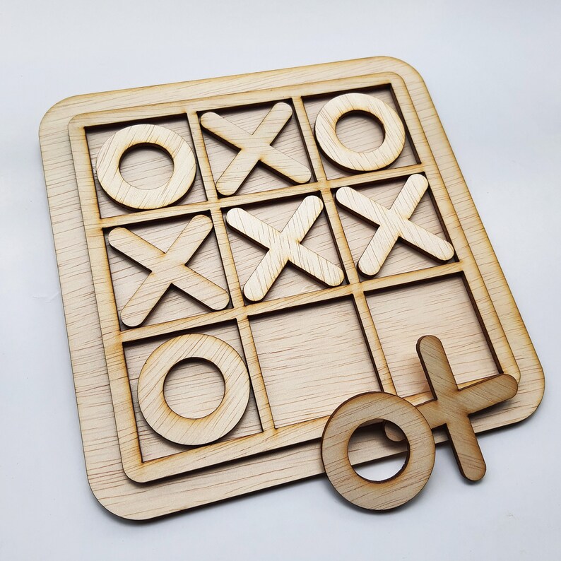 tic-tac-toe board game - Svg / Pdf / Eps / Dxf Laser Cut File - Instant download image 3