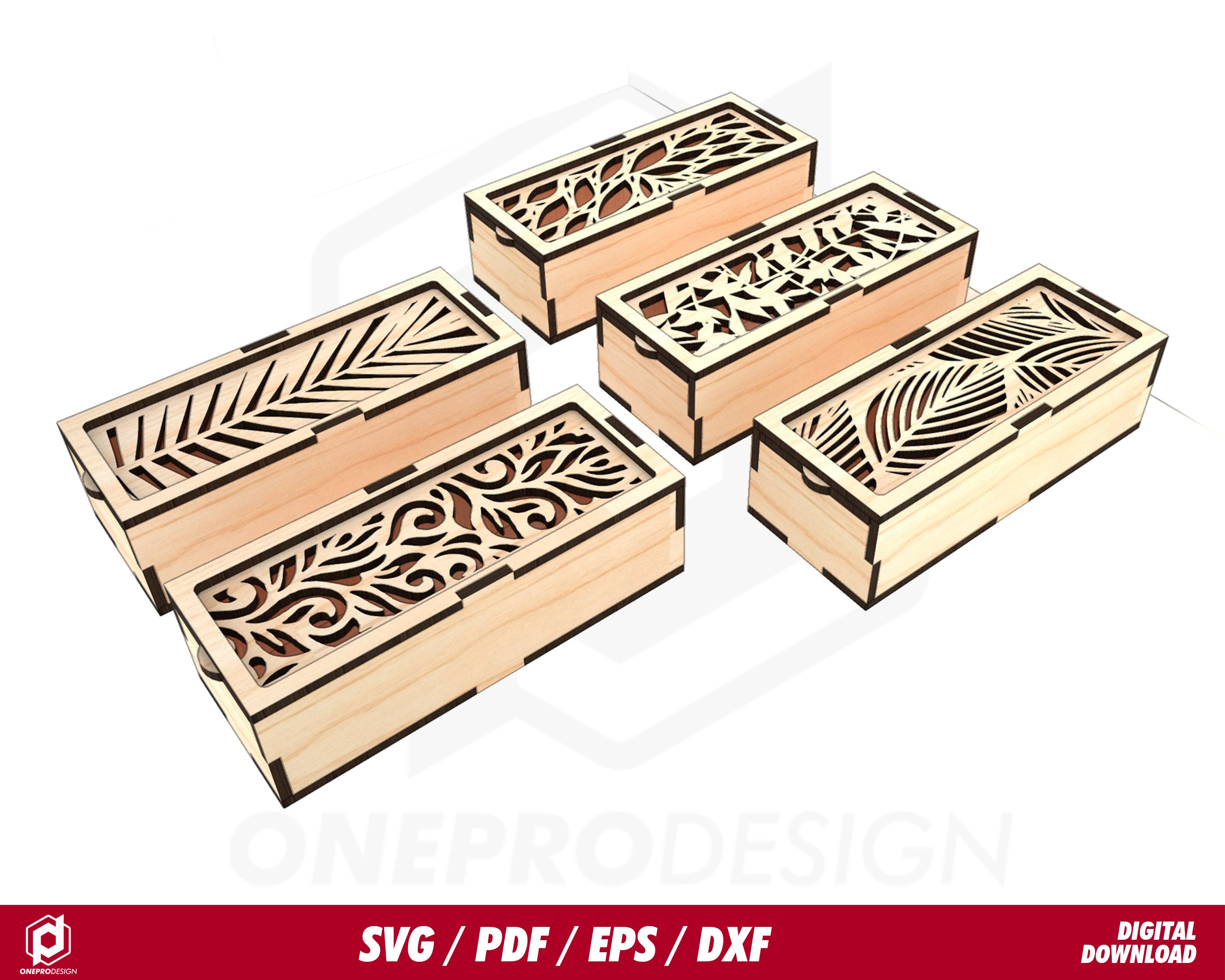Boxes With Slide Lid, 5 Different Pattern, for 1/4