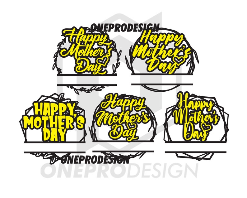 Download Happy mother's day split monogram 5 designs Svg / Pdf / | Etsy