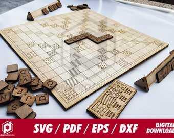 Scrabble board game - Svg / Pdf / Eps / Dxf Laser Cut File - Instant download