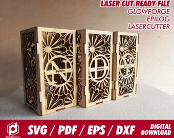 Monogram pencil holder flower design, A to Z alphabet, for 1/8" and 3.1mm  - Svg / Pdf / Eps / Dxf Laser Cut File - Instant download