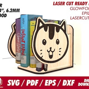book shelf animal, file for 1/4&quot; wood - Svg / Pdf / Eps / Dxf Laser Cut File / Glowforge - Instant download