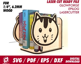 book shelf animal, file for 1/4" wood - Svg / Pdf / Eps / Dxf Laser Cut File / Glowforge - Instant download