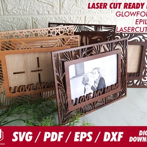 fotolijst voor Moederdag, 5 ontwerpen - Svg / Pdf / Eps / Dxf Laser Cut File / Glowforge - Instant download