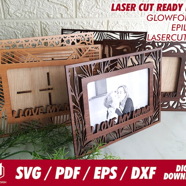 photo frame for mother's day, 5 designs- Svg / Pdf / Eps / Dxf Laser Cut File / Glowforge - Instant download