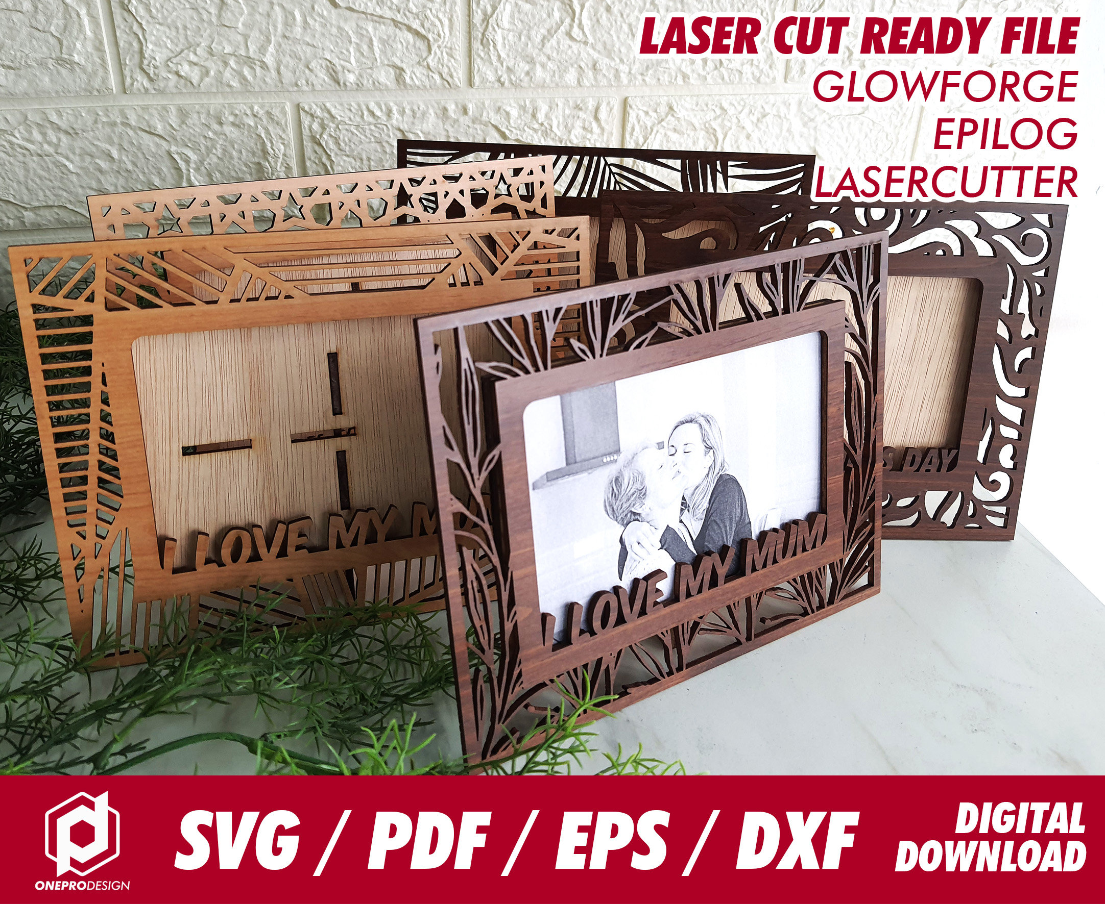 3mm Laser Cut Easels Plate Holders, Frame Holder, Photo Frame Display,  Glowforge Laser Cut Svg File 033 