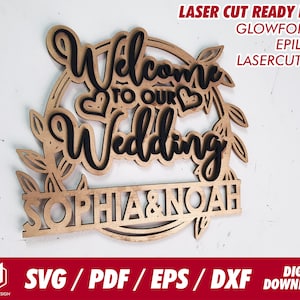 Welcome to our wedding signage split monogram 5 designs - Svg / Pdf / Eps / Dxf- Laser Cut File / Glowforge - Instant download