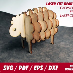 sheep coaster wood - Svg / Pdf / Eps / Dxf- Laser Cut File / Glowforge - Instant download