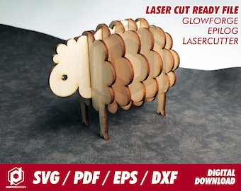 sheep coaster wood - Svg / Pdf / Eps / Dxf- Laser Cut File / Glowforge - Instant download