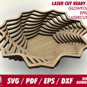 cesto di frutta, ciotola, design in legno 3, con semplici istruzioni - Svg / Pdf / Eps / Dxf Laser Cut File / Glowforge - Download istantaneo