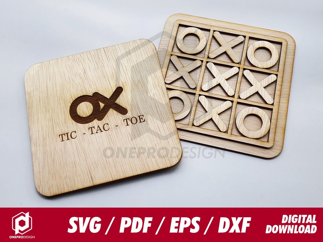 Tic-tac-toe Board Game - Svg / Pdf / Eps / Dxf Laser Cut File - Instant ...