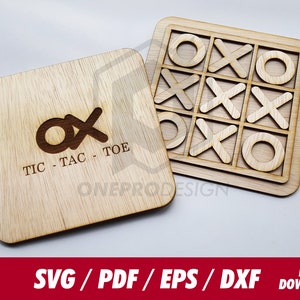 tic-tac-toe board game - Svg / Pdf / Eps / Dxf Laser Cut File - Instant download