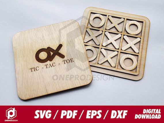 tic-tac-toe board game - Svg / Pdf / Eps / Dxf Laser Cut File - Instant download
