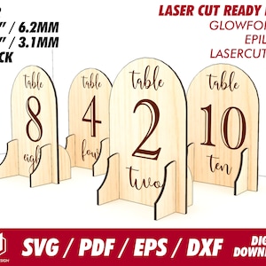 Señalización de mesa para bodas y eventos - Svg / Pdf / Eps / Dxf Laser Cut File / Glowforge - Descarga instantánea