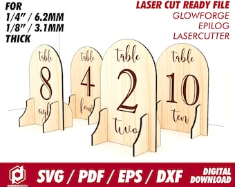 table signage for wedding and event - Svg / Pdf / Eps / Dxf Laser Cut File / Glowforge - Instant download