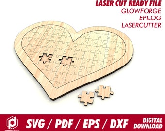 abstract puzzles online jigsaw puzzle love shape / heart shape - Svg / Pdf / Eps / Dxf Laser Cut File / Glowforge - Instant download