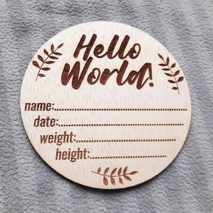 Hello World Birth Announcement Sign - Svg / Pdf / Eps / Dxf Laser Cut ...