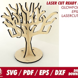 tree jewelry/earing display, for 1/8&quot;  and 1/4&quot; wood - Svg / Pdf / Eps / Dxf Laser Cut File / Glowforge - Instant download