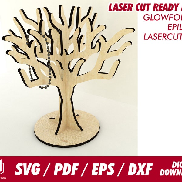 tree jewelry/earing display, for 1/8"  and 1/4" wood - Svg / Pdf / Eps / Dxf Laser Cut File / Glowforge - Instant download