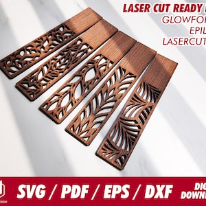 Bladwijzers bladpatroon, 5 ontwerpen - Svg / Pdf / Eps / Dxf Laser Cut File / Glowforge - Instant download