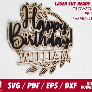 Happy Birthday signage split monogram 5 ontwerpen - Svg / Pdf / Eps / Dxf- Laser Cut File / Glowforge - Instant download