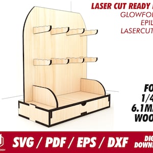stand for keychain with drawer, for 1/4&quot; , 6.1mm wood - Svg / Pdf / Eps / Dxf Laser Cut File / Glowforge - Instant download