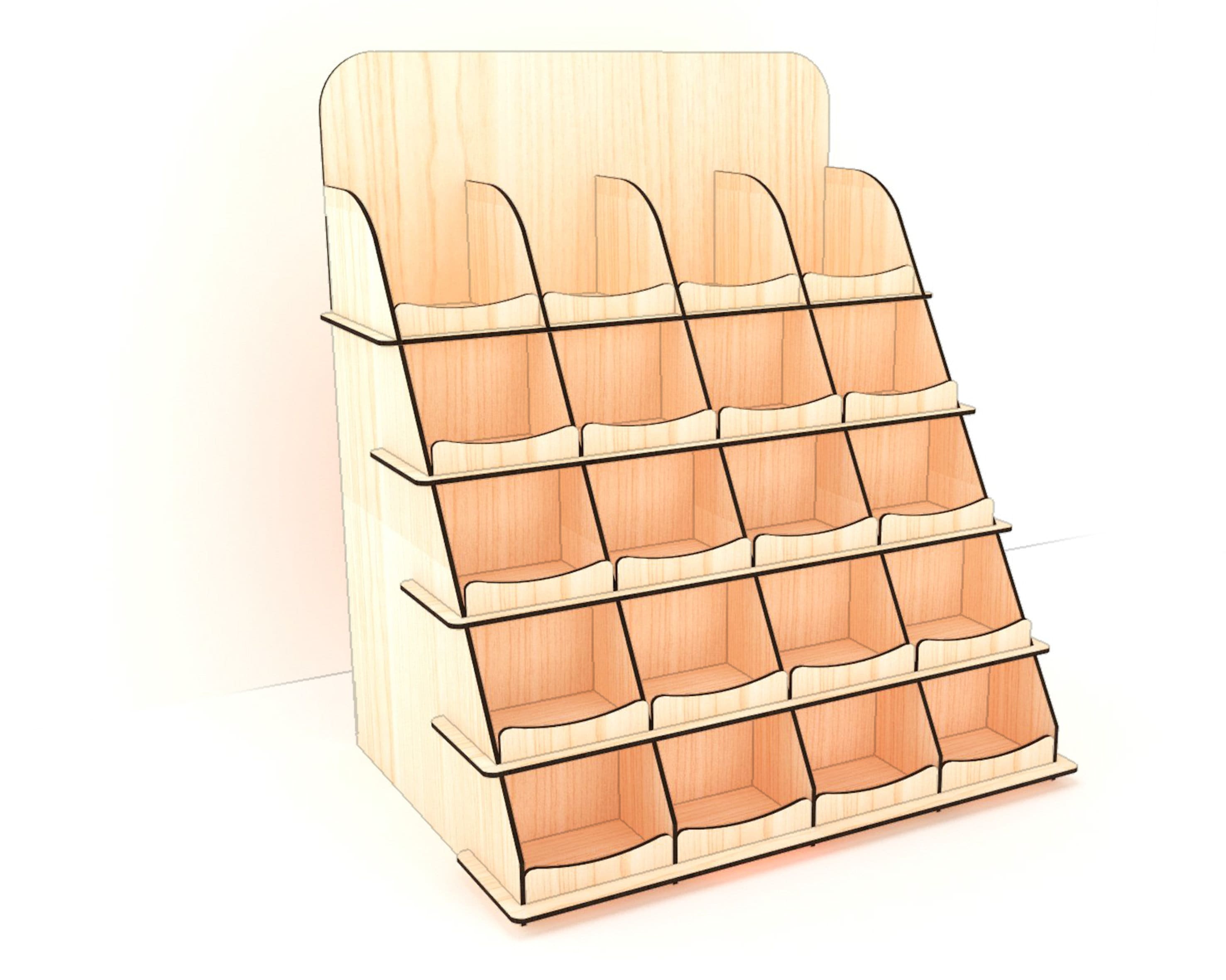 Display shelf 20 slots, file for 1/8" wood - Svg / Pdf / Eps / Dxf Laser Cut File- Instant download