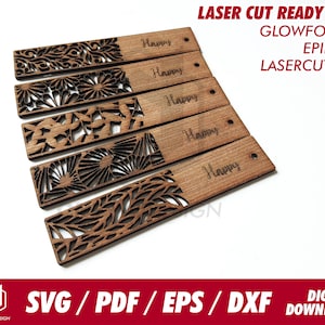 bookmarks 5 pattern - Svg / Pdf / Eps / Dxf Laser Cut File / Glowforge - Instant download