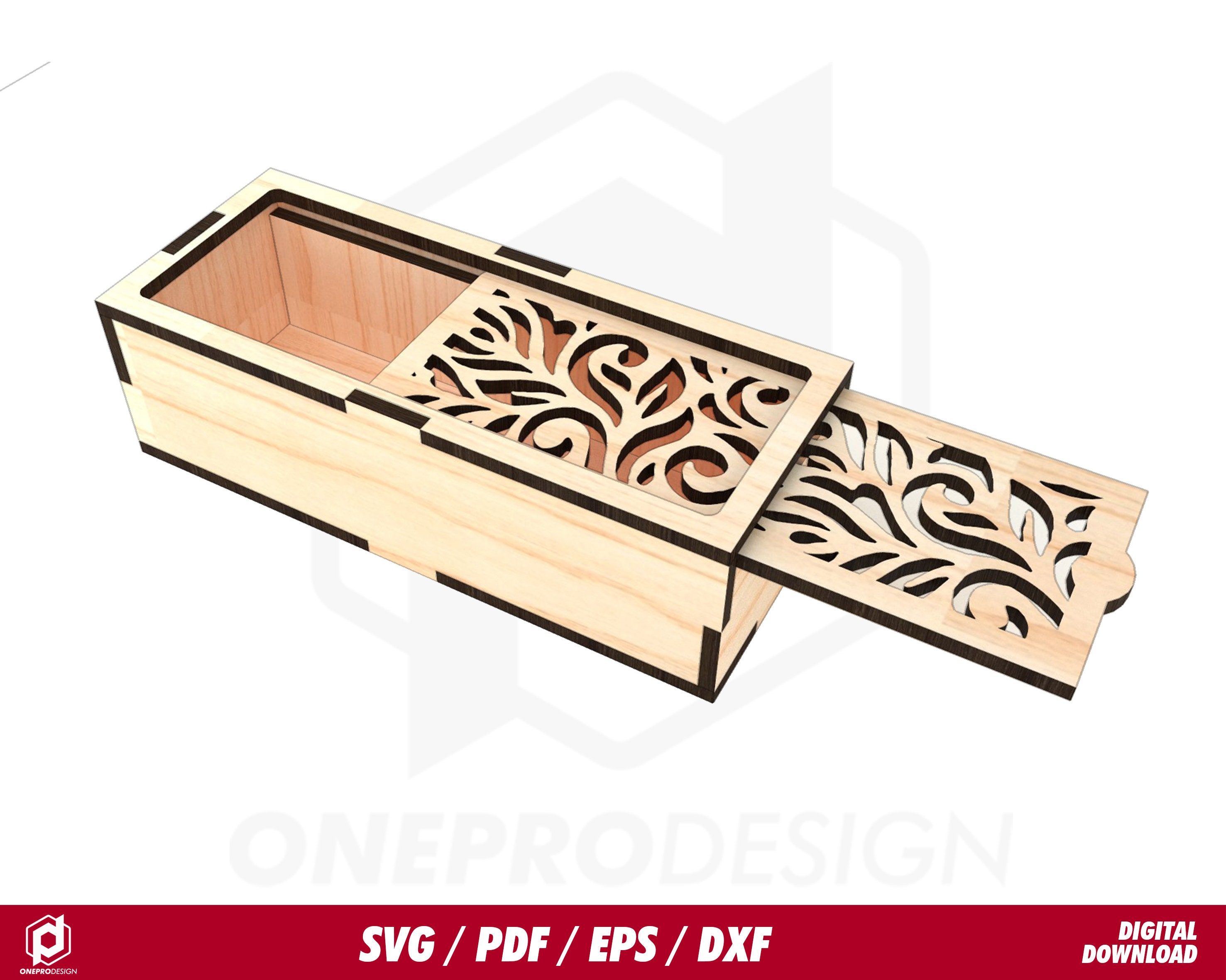 Boxes With Slide Lid, 5 Different Pattern, for 1/4