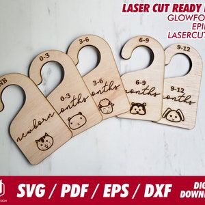 Babykleding scheidingshanger 5 ontwerpen - Svg / Pdf / Eps / Dxf Laser Cut File / Glowforge - Instant download