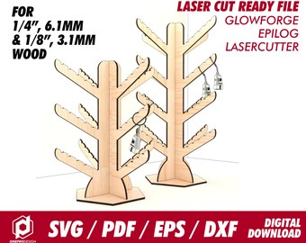 keychain stand, 2 different size, for 1/8" or 1/4" thk wood - Svg / Pdf / Eps / Dxf Laser Cut File / Glowforge - Instant download
